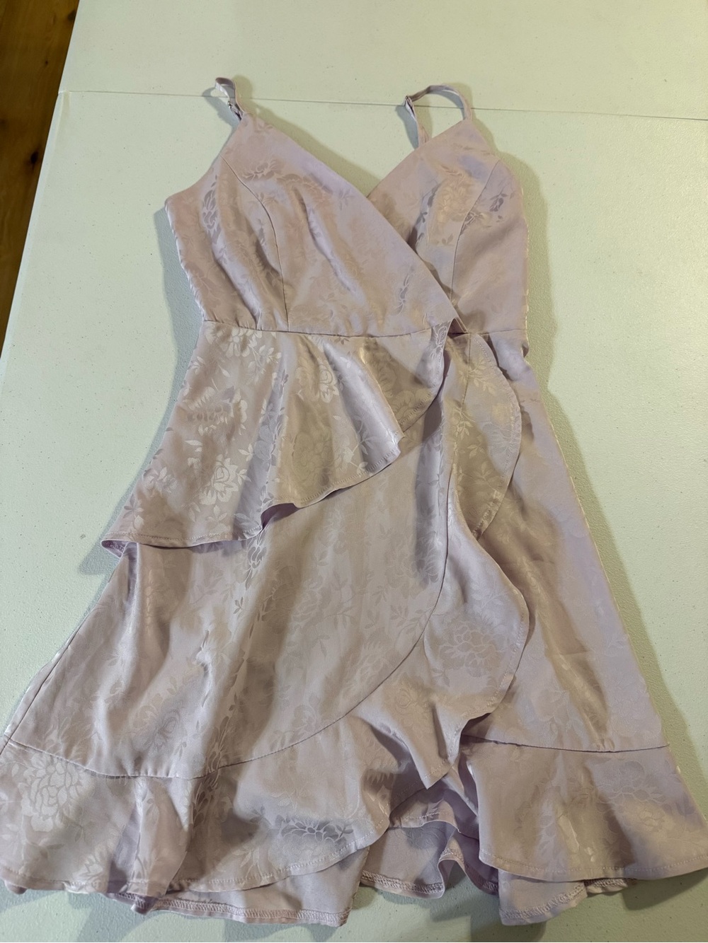Altar’d State Floral Lilac Purple Satin Layered Mini Dress Womens XS Fairy